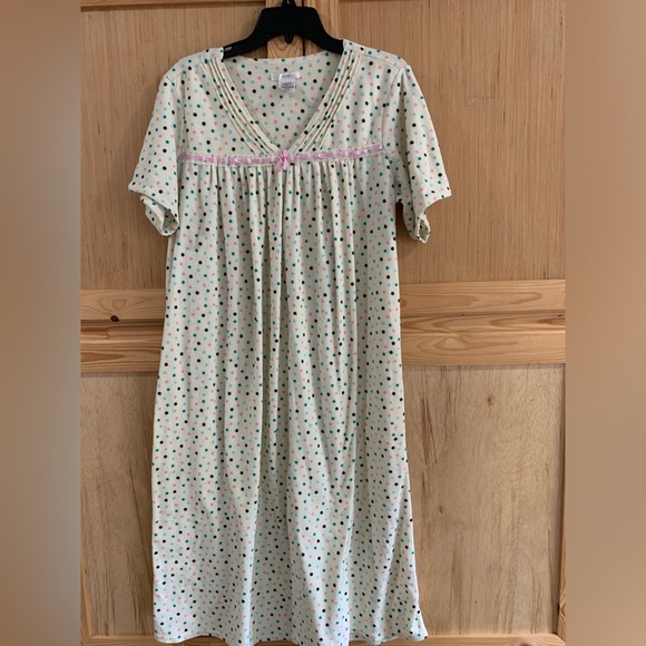 Pink K polka dot fleece nightgown size L - Picture 1 of 3